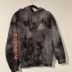 Ripndip Black and Gray Tie-Dye Hoodie Expressions Peace Sign Cars Size S